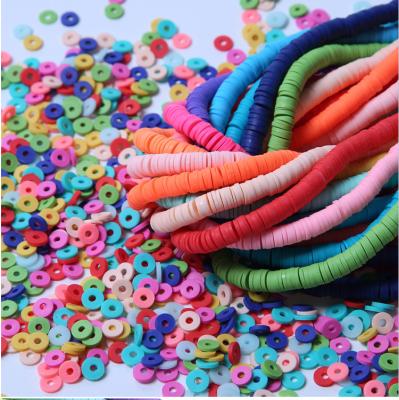 China Factory Price 4/6/8mm Flat Round Polymer Clay Heshi Beads Spacer Ceramic Clay Cheap Colored Loose Beads for sale