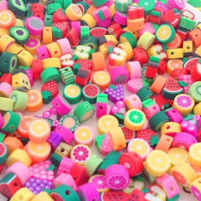 China Polymer Clay Beads Shape Colorful Fruit Shaped With Hole Polymer Clay Beads, Soft Vinyl Heishi Disc Polymer Fimo Fruit Beads For Jewelry Making for sale