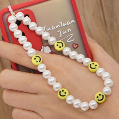 China High quality glass bead mobile phone security chain, fashion glass bead phone beaded chain for sale