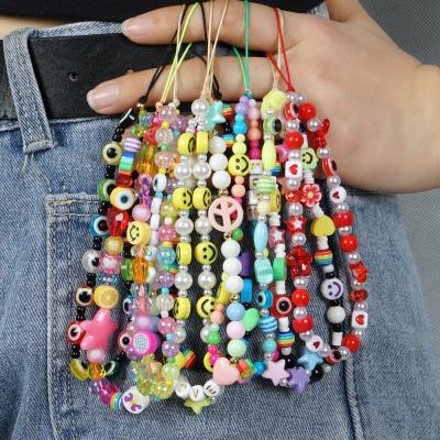 China Crystal Fashion Colorful Handmade Cell Phone Case Strap , Customed Beads Cell Phone Case Strap for sale