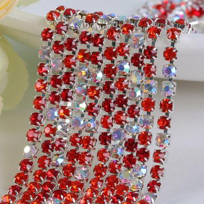 China Wholesale High Quality Pointback Rhinestone Trim Chain For Garment DIY Jewelry Accessories Mixed Color Ab Crystal Rhinestone Cup Chain for sale