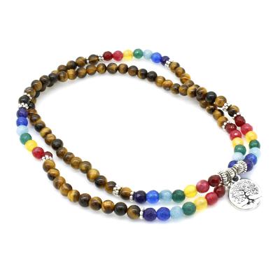 China CLASSIC Tiger Eye Bead with 108 Matte Natural Stone Long Chain for Multilayer Bracelet for sale