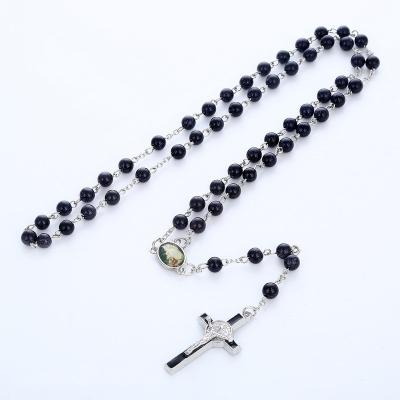 China BOHEMIA Wholsale New Charm Crystal Bead Catholic Rosaries Necklace For Wedding Women Cross Pendant Necklace Long Chain Gift For Wife for sale