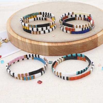 China BOHEMIA Fashion SQUARE TILA Color Matching Seed Bead Couple Beaded Bracelet for sale