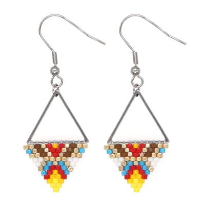 China New Arrival Stainless Steel Triangular Earrings Style Miyuki Seed Beads Cute Personalized Bohemian Earrings for sale