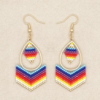 China Cute Newcomer Hand - Woven Bohemian Style Long Earrings Miyuki Seed Beaded Earrings for sale