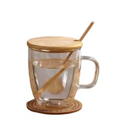 China Modern Handcrafted Borosilicate Wall Coffee Mugs Double Set Heat Resistant Glass Clear Coffee Mug Set With Handle for sale