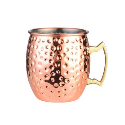 China Hot Sale Modern Stainless Steel Hammer Copper Plating Moscow Mule Milk Coffee Beer Mug Mug for sale