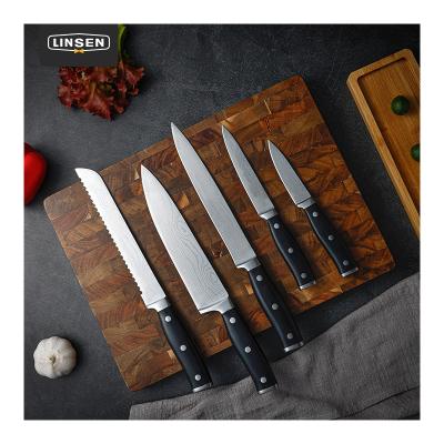 China Stocked 5 Pcs High Carbon Stainless Steel Black Handle Multifunctional Steak Cheese Cheese Cooking Knife Chef Damascus Kitchen Knife Sets for sale