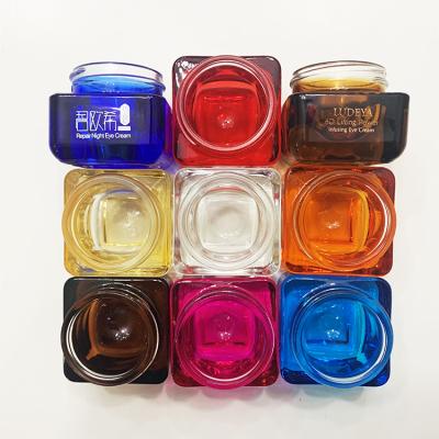 China Cosmetic luxury 15g eye cream jar glass lid can be silk-printed with LOGO for sale