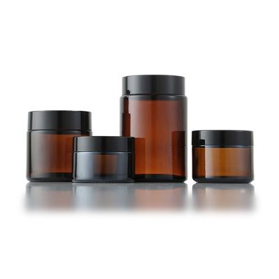 China Chinese Plastic Amber Honghua Glass Cosmetic Cream Jar Face Glass+plastic Screw Cap Cap Custom Colors Or Clear Available for sale