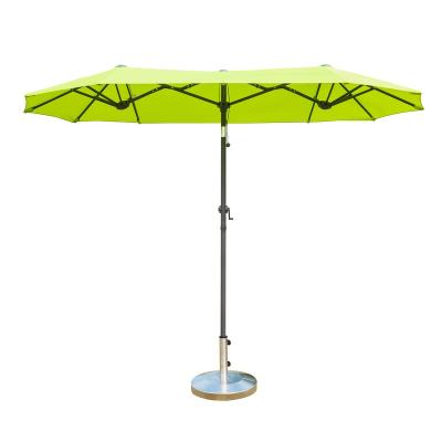 China Market Double Sided Umbrella Patio Furniture Modern Outdoor Twin Garden Umbrella Parasol With Crank Three Triple Heads for sale