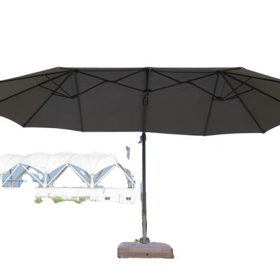 China Modern Outdoor Garden Furniture 4.6M Outdoor Twin Patio Umbrella Double Sided Hanging Parasol With Crank for sale