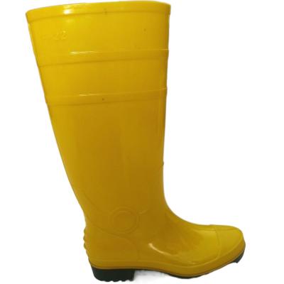 China With Cheap Price Steel Toe Cap Wholesale Shiny Yellow Outdoor Waterproof 100%Pvc Men Work Safety Steel Toe Plate Steel Rain Boots for sale