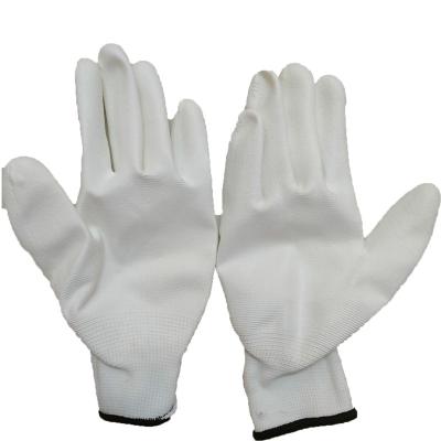 China Cheaper Price General Working Use 13 Gauge Polyester White Nylon Liner Anti-Slip Coated PU White Gloves for sale