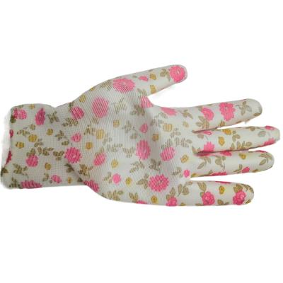 China Anti-smash High Quality Garden Use Lining 13 Gauge Nylon/Polyester Printing With PU Coated Gloves for sale