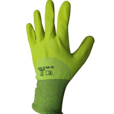 China 15 gauge anti-slip high quality fluorescent yellow nylon &spandex lining immersion water PU running for sale