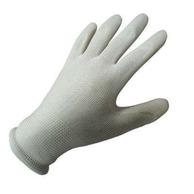 China High Quality Odor Food Service Line Does Not Use 5 Gauge White Polyester Liner Coated Water PU Gloves for sale