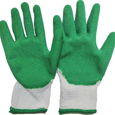 China Hot Sale Safety Protection Use 10 Anti-Slip Gauge Whitened TC Liner Green Coated Latex Ply Gloves for sale