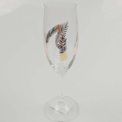 China New modern design flutes champagne glass gold foil decal fancy champagne glasses for sale