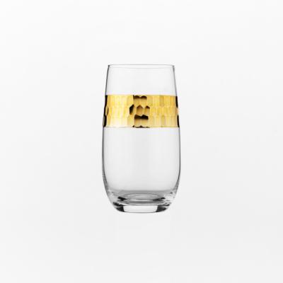 China Sports Gold Foil Wine Glass Cup Tin Foil Printing Crystal Wine Stemless Wine Glass For Drinking for sale