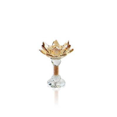 China Raymond Crystal Lotus Flower Wedding Table Candlesticks Daily Life Candle Holders, Household Decorations for sale