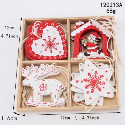 China Wooden Christmas Tree Decoration Craft Hanging Box Set Snowman Creative Home Decoration Open Chips Christmas Tree Decoration Craft Wooden for sale