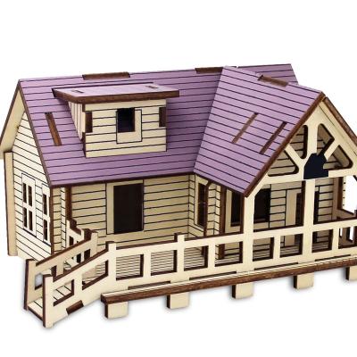 China Cartoon Toy DIY 3d Puzzle House Model Wooden Laser Cut Educational Wooden Puzzle for sale