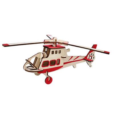 China Cartoon Toy SeaLand Educational Wooden Toys Assembly Wood Craft 3D DIY Helicopter Wooden Puzzle for sale