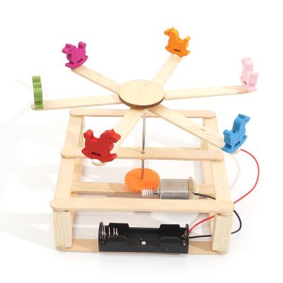 China DIY Educational Assembly Toys Wooden DIY Carousel Set Model Kit for Students and Teenagers Science STEAM Toy Rod for sale