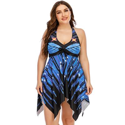 China 2022 Summer Breathable Halter Tankini Bikini Swimwear Women Big Sets Plus Size Swimwear Beach Wear Two Piece Swimsuit for sale