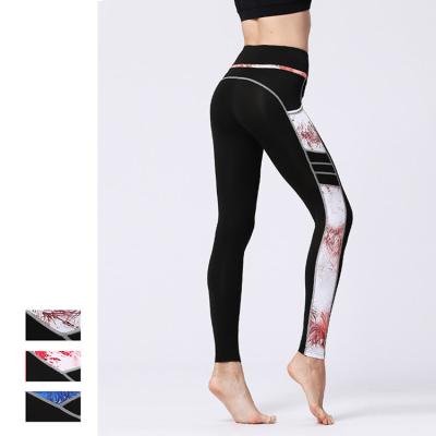 China Breathable Women Side Printed Leggings Sports Fitness Gym Leggings Elastic Slim Yoga Pants for sale