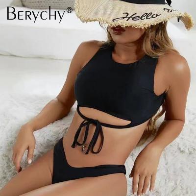 China 2022 Breathable Sexy Bikini Lift Up Women Swimwear Bikini Female Set Swimwear Solid Lace Up Brazilian Biquini for sale