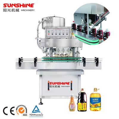 China Automatic Linear Mayonnaise Plastic Glass Bottle Peanut Butter Tomato Sauce Condiments Food Jar Capping Machine for sale