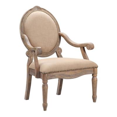 China French Style Slipcovered Oval Back Dining Chair With Nail Head Trim for sale