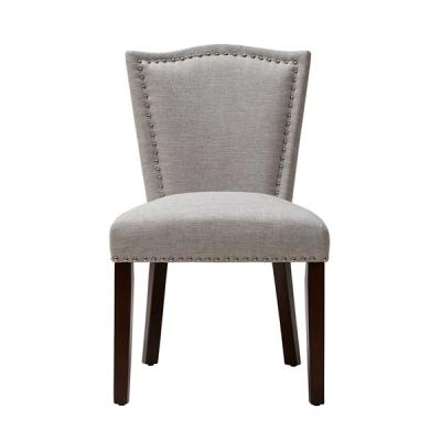 China French Grey Upholstered Dining Chairs 100% Polyesterwith With Crowned Seat for sale