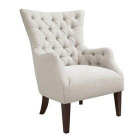 China Clean Line White Arm Accent Chair,  High Back Wing Chair With Soft Corner for sale