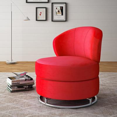 China Red Round Swivel Living Room Chair Karstud With Stainless Steel Base for sale