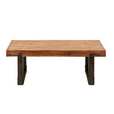 China Soft Wire Brushed Solid Wood Coffee Table Wood Top With Bolt Head Connections for sale