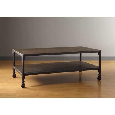 China Console Solid Wood Coffee Table Black Texture with Reclaimed Grey Finish for sale