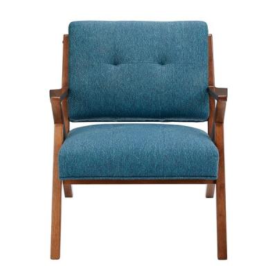 China Blue Arm Accent Chair Deattached Seat , Fabric Living Room Chairs Tight Back for sale