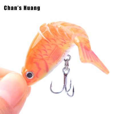 China ABS Hard Plastic Chan Huang 2.36INCH 4.7G Single Hook Small Bass Baits Wobbler 3 Segmented Mini Fishing Swim Joint Multi Baits Lures On Sale for sale