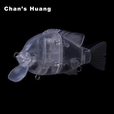 China Unpainted ABS Hard Plastic Huang Chan Sun Fish 30g 10cm Slip Bait White Body Fishing Lures Soft Tail Sunfish Bait For Bass Pike Fishing for sale