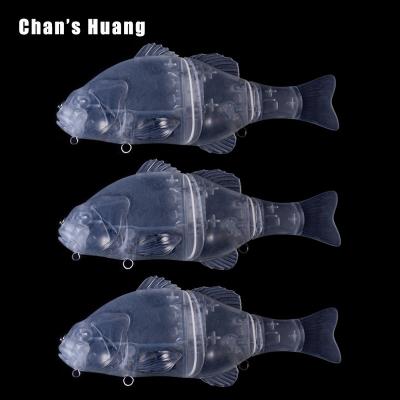 China Chan Huang Lifelike 3 Segment Swivel Ring Jointed Bait Hard Fishing Lures Ratchets Clear Body Swimbait Unpainted Whites JM98-15CM for sale