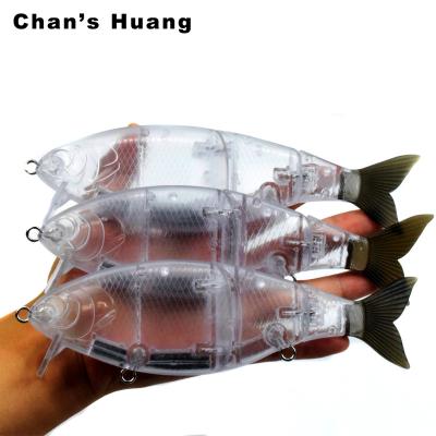 China ABS Hard Plastic Unpainted Chan Wake Huang 7inch 60g Vacuum Bait Swimbait Joint Fishing Lures Soft Bass Lure Tail Float For DIY Fishing Tackle for sale