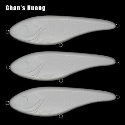 China Unpainted White Huang Sinking Slide Shad Bait 15CM 74.5G ABS Hard Plastic Chan Jerkbait Ratchets Glider Tackle For Pike Muskies Fishing Lure for sale