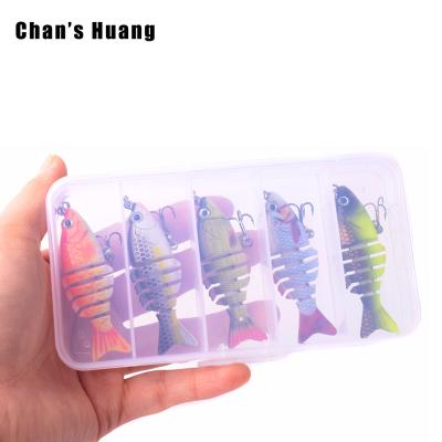 China Huang Cheap Price Chan ABS Hard Plastic 5PCS/BOX Bass Fish Hard Baits Lifelike Paint Ratchets Mini Multi Jointed Saltwater Fishing Lure Set for sale