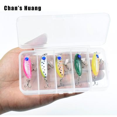 China Huang de Chan ABS Hard Plastic 5PCS/Box 4CM 2.9G Floating Small Hard Plastic Groundbaits 5 Colors Mini Minnow Fishing Lures Set for Bass Fish Tackle for sale