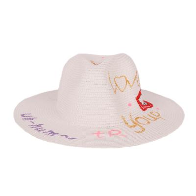 China Gorras Sombreros De Mujer Custom Made Striped Jazz Hand Painted Graffiti Summer Straw Hats Cap for sale