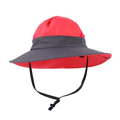 China Street Style Wholesales Custom Made Safety Embroidery Outdoor Camp Wide Brim Fisherman Polyester Bucket Hats With String for sale